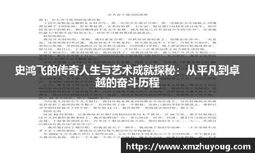 史鸿飞的传奇人生与艺术成就探秘：从平凡到卓越的奋斗历程